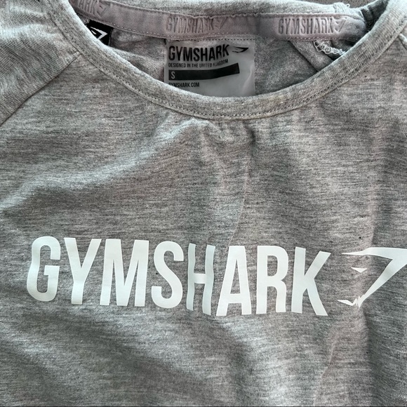 GYMSHARK long sleeve ribbon crop top. Light grey marl. Size S - Picture 4 of 5